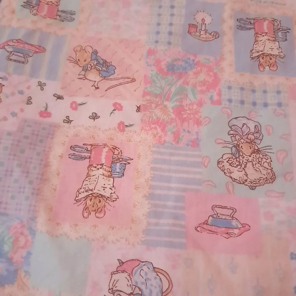 Beatrix Potter Peter Rabbit fabric pastel patchwork Frederick Warne 1990s cotton